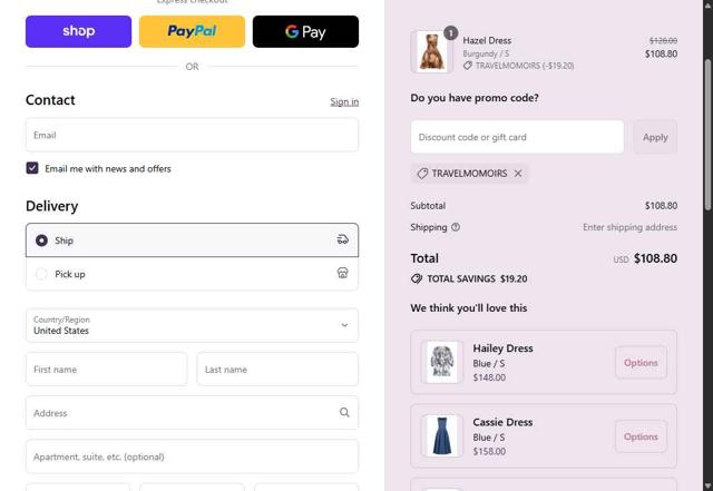 JessaKae checkout page showing JessaKae discount code box | Screenshot taken by SimplyCodes community member on Sep 13, 2025