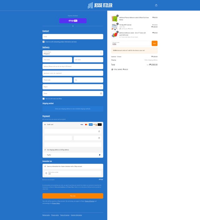 Jesse Itzler checkout page showing Jesse Itzler discount code box | Screenshot taken by SimplyCodes community member on Apr 19, 2025