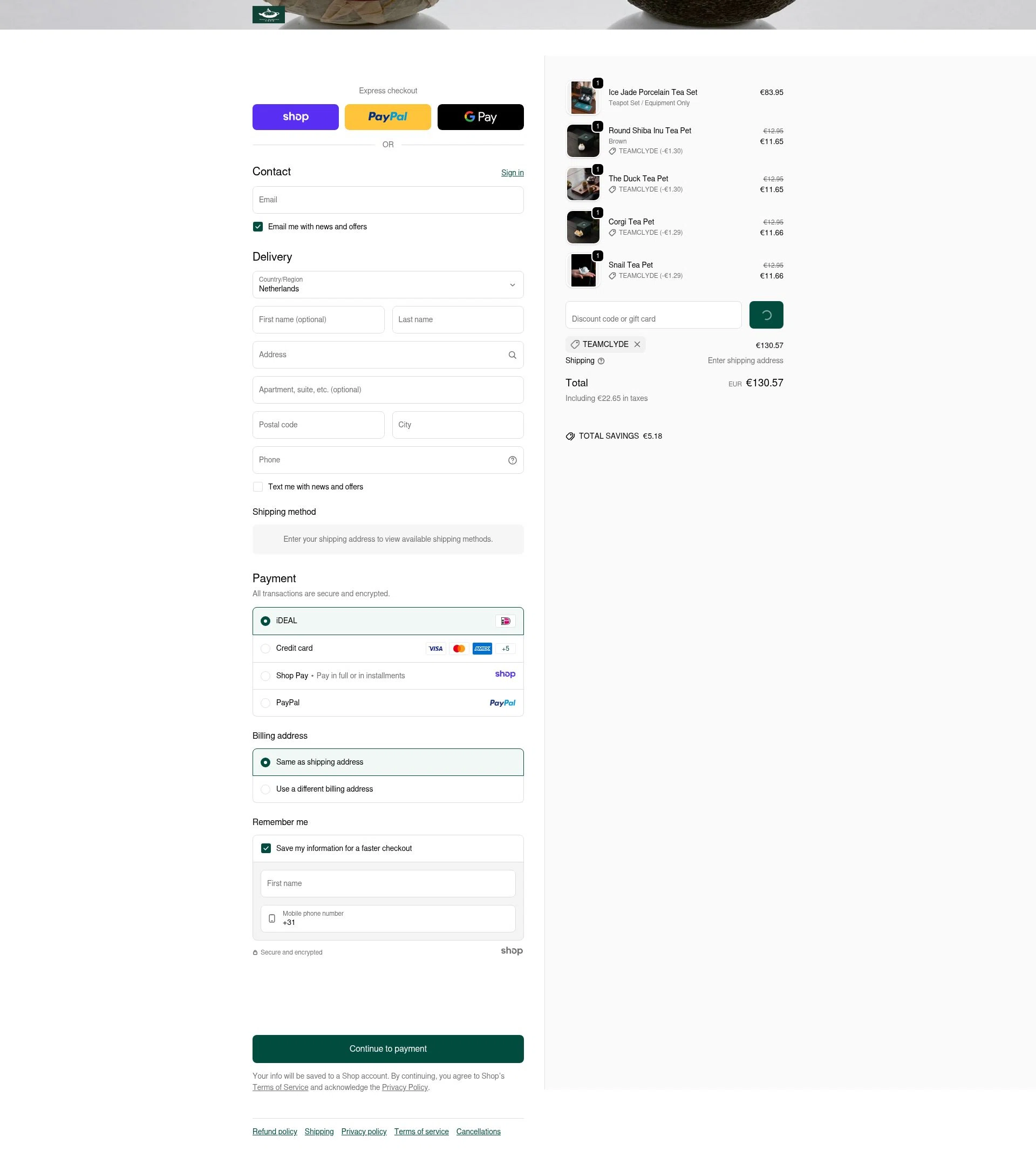 Jesse's Teahouse checkout page showing Jesse's Teahouse discount code box | Screenshot taken by SimplyCodes community member on Dec 22, 2025