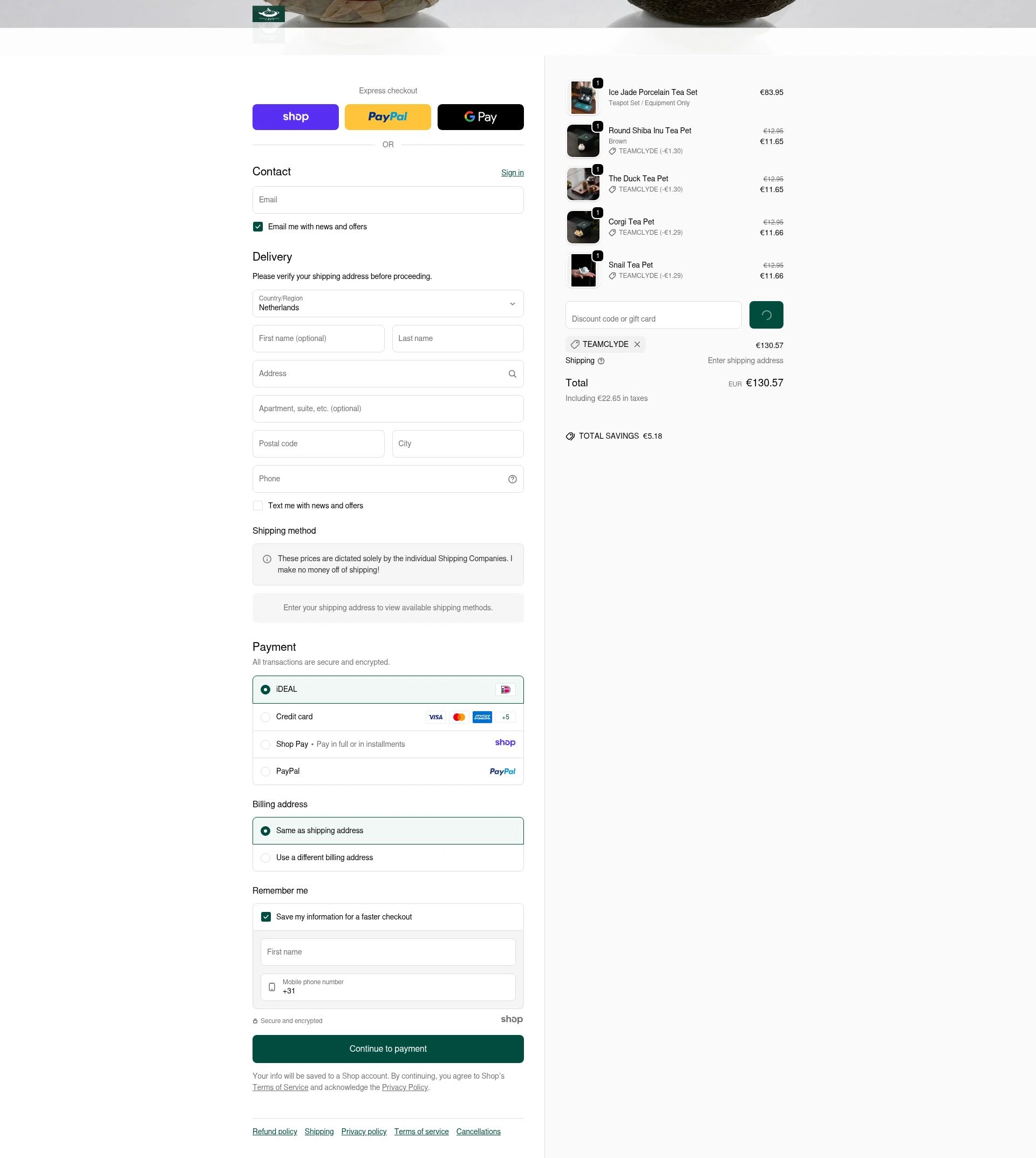 Jesse's Teahouse checkout page showing Jesse's Teahouse discount code box | Screenshot taken by SimplyCodes community member on Jan 1, 2026