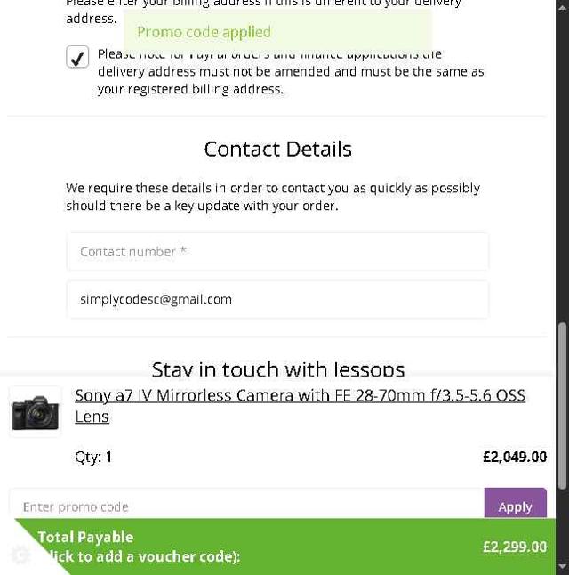 Jessops checkout page showing Jessops discount code box | Screenshot taken by SimplyCodes community member on Aug 27, 2025