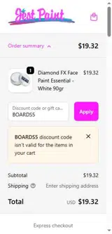 Jest Paint coupon verification screenshot