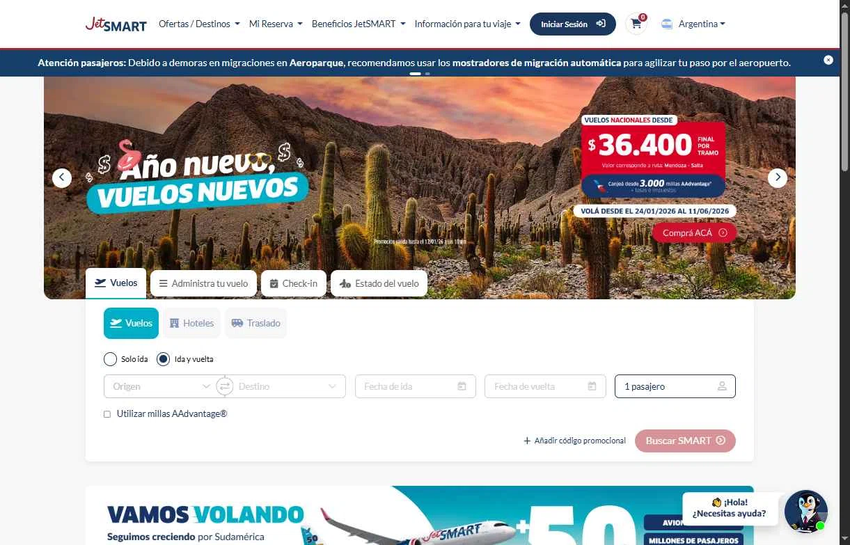 JetSMART checkout page showing JetSMART promo code box | Screenshot taken by SimplyCodes community member on Jan 6, 2026
