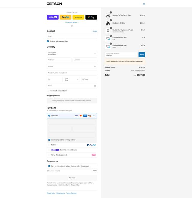 Jetson checkout page showing Jetson discount code box | Screenshot taken by SimplyCodes community member on Aug 5, 2025