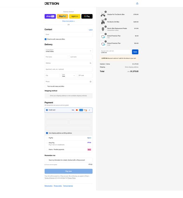 Jetson checkout page showing Jetson discount code box | Screenshot taken by SimplyCodes community member on Aug 16, 2025