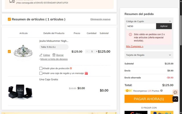 Jeulia checkout page showing Jeulia coupon code box | Screenshot taken by SimplyCodes community member on Sep 3, 2025