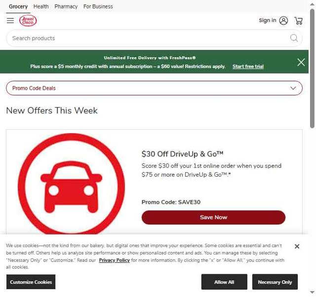 Jewel Osco checkout page showing Jewel Osco promo code box | Screenshot taken by SimplyCodes community member on Jul 31, 2025