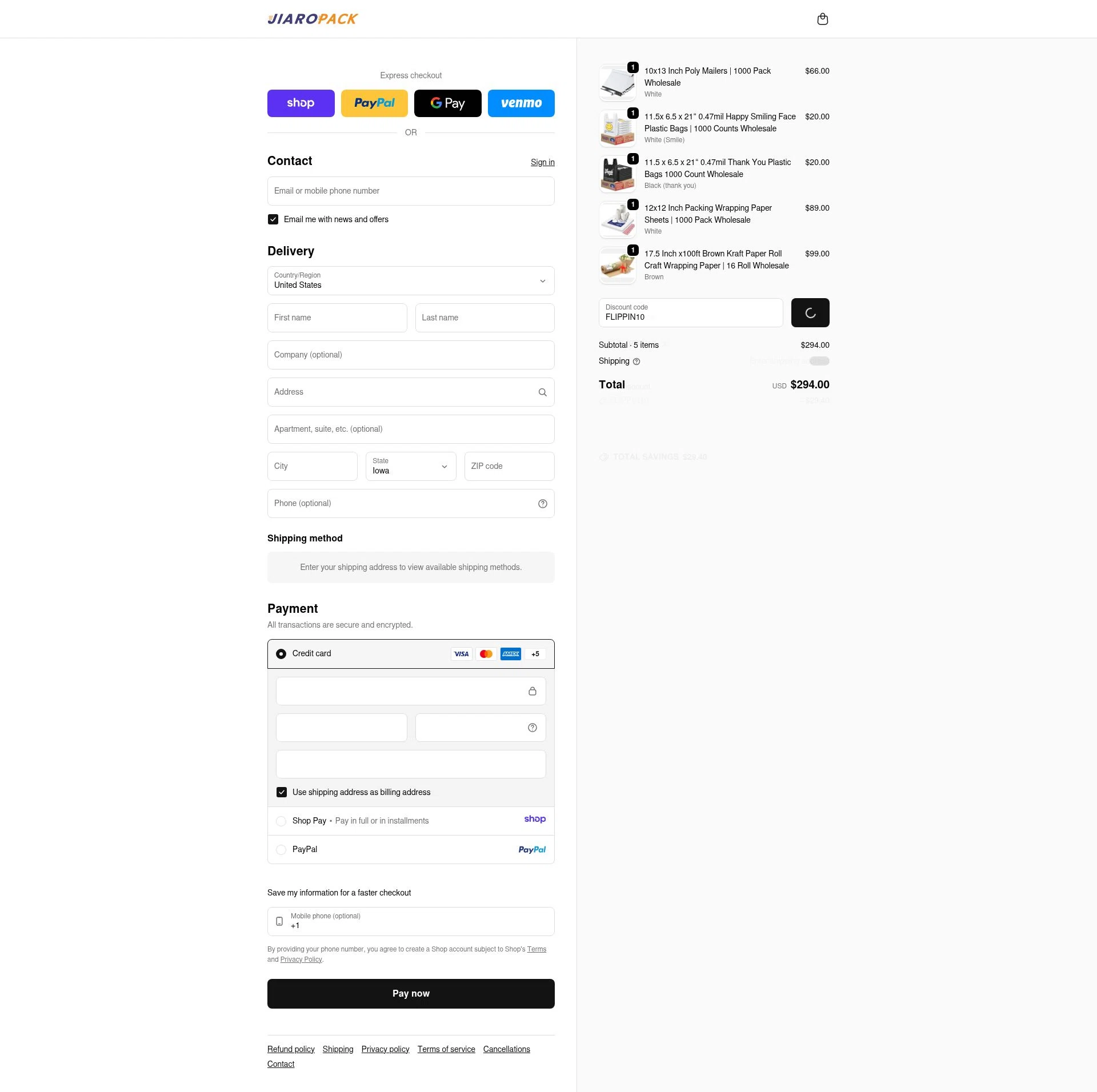 JiaroPack checkout page showing JiaroPack discount code box | Screenshot taken by SimplyCodes community member on Jan 8, 2026