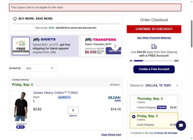 Jiffy checkout page showing Jiffy coupon code box | Screenshot taken by SimplyCodes community member on Sep 2, 2025