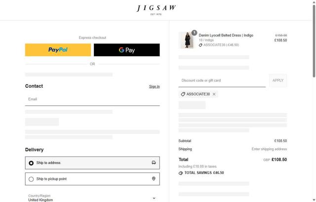 Jigsaw checkout page showing Jigsaw discount code box | Screenshot taken by SimplyCodes community member on Sep 15, 2025