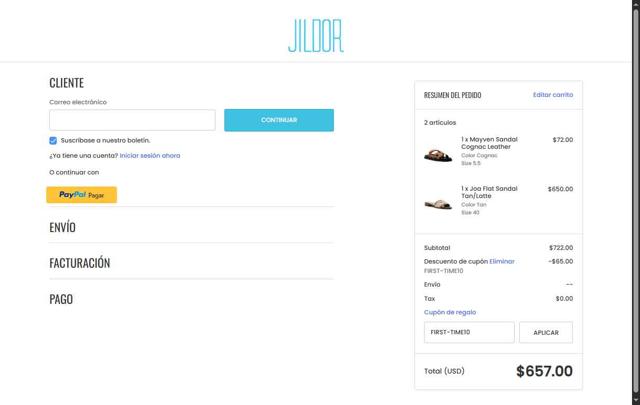 Jildor Shoes checkout page showing Jildor Shoes discount code box | Screenshot taken by SimplyCodes community member on Jul 14, 2025