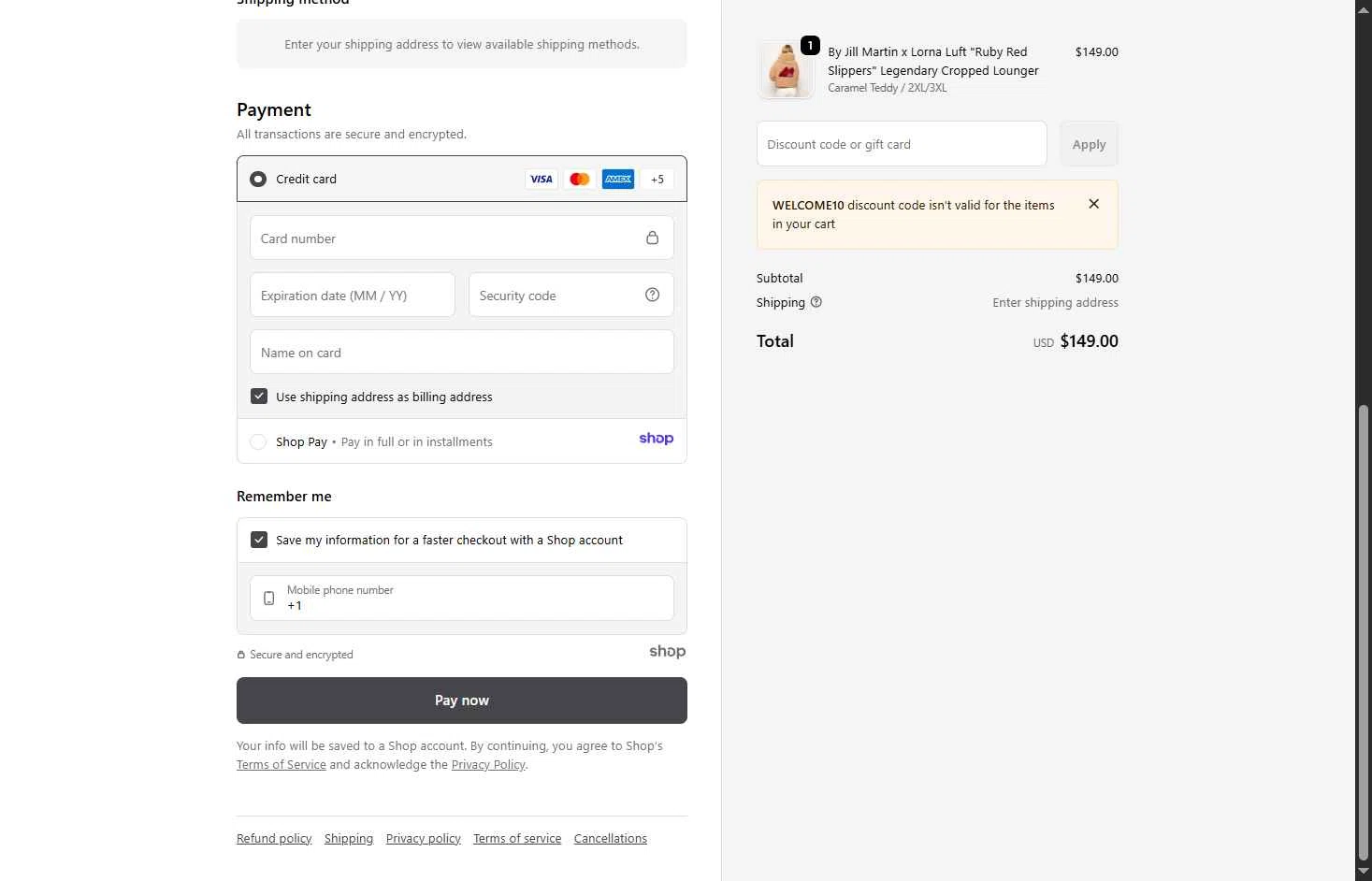 Jill Martin checkout page showing Jill Martin discount code box | Screenshot taken by SimplyCodes community member on Dec 6, 2025
