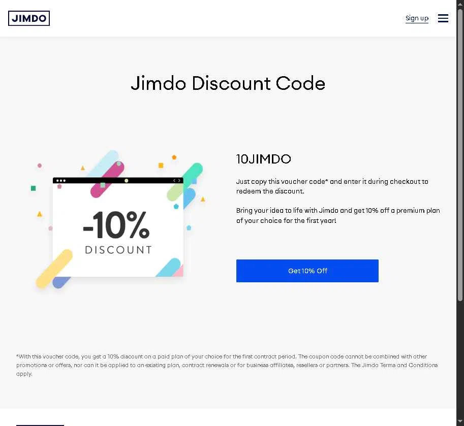 Jimdo checkout page showing Jimdo promo code box | Screenshot taken by SimplyCodes community member on Nov 20, 2025