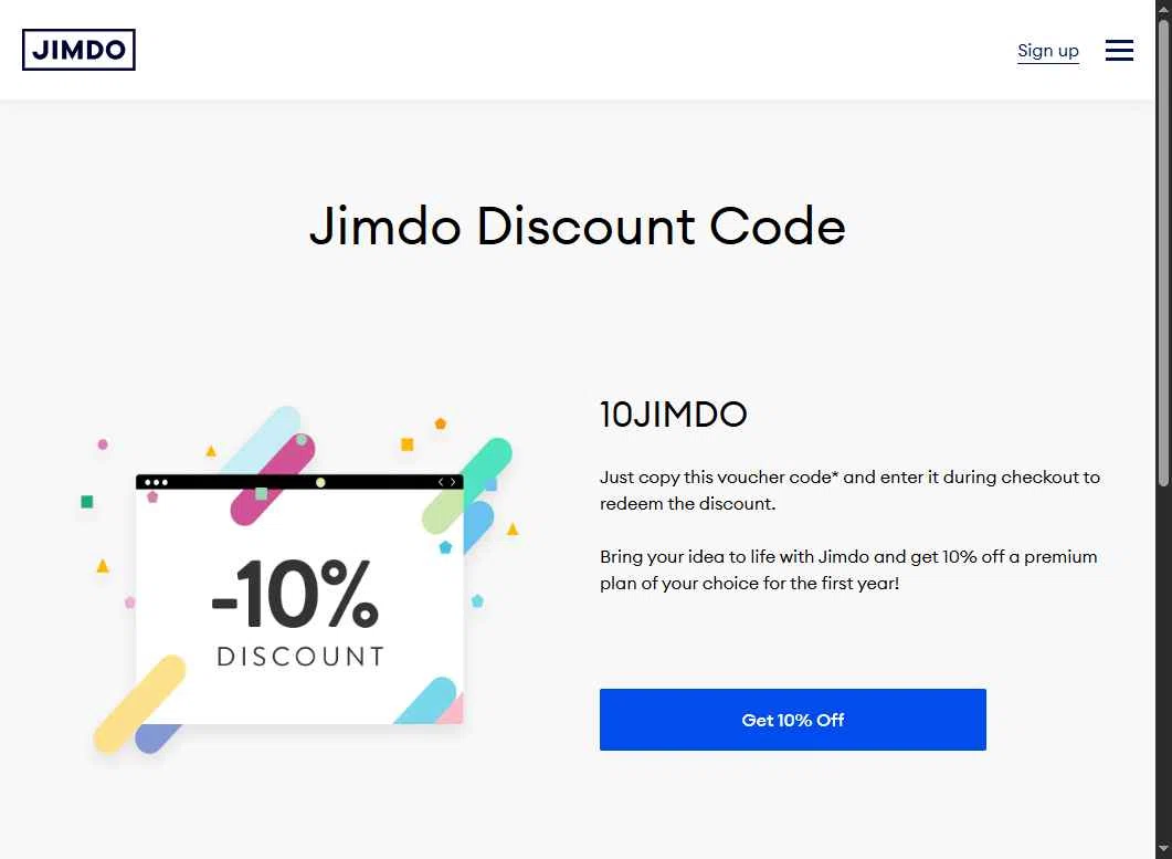 Jimdo checkout page showing Jimdo promo code box | Screenshot taken by SimplyCodes community member on Aug 21, 2025
