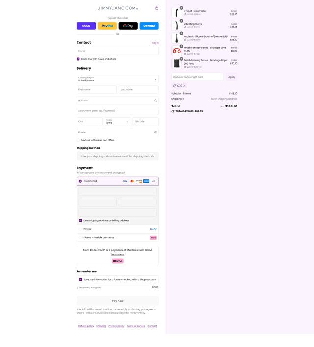 Jimmy Jane checkout page showing Jimmy Jane discount code box | Screenshot taken by SimplyCodes community member on Sep 3, 2025