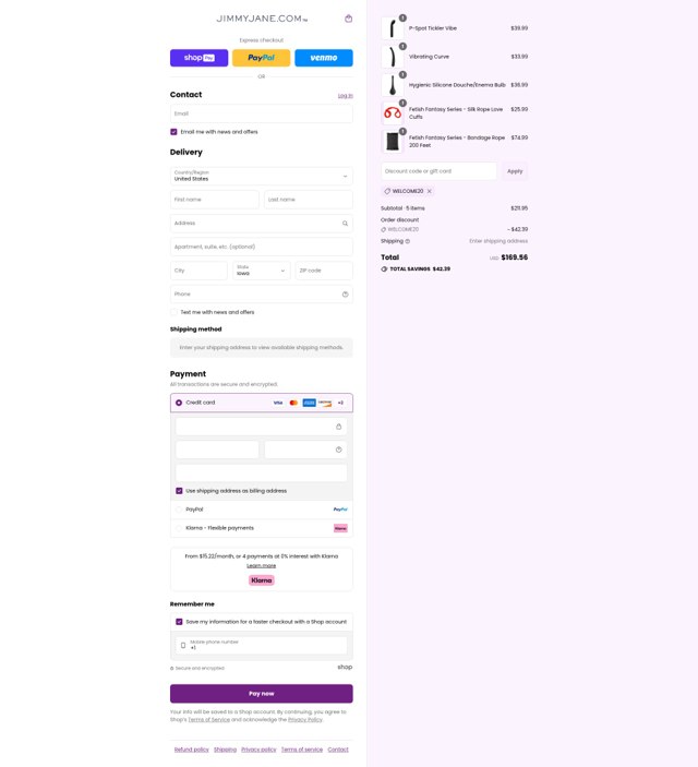 Jimmy Jane checkout page showing Jimmy Jane discount code box | Screenshot taken by SimplyCodes community member on Aug 26, 2025
