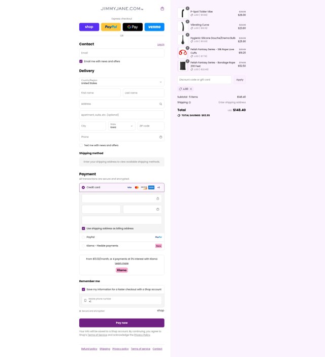 Jimmy Jane checkout page showing Jimmy Jane discount code box | Screenshot taken by SimplyCodes community member on Aug 30, 2025