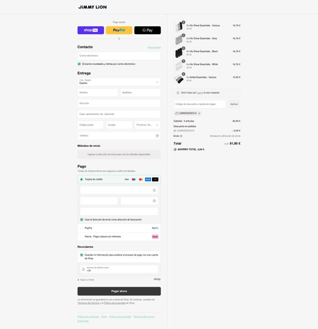 Jimmy Lion checkout page showing Jimmy Lion discount code box | Screenshot taken by SimplyCodes community member on Aug 27, 2025