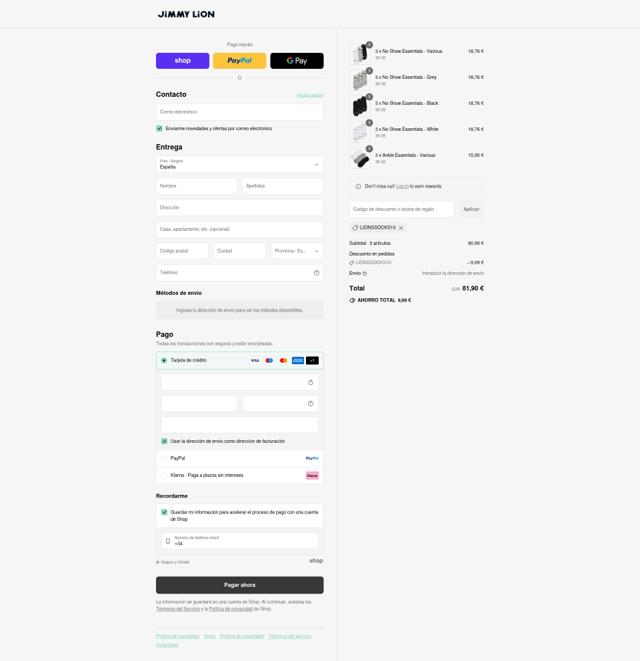 Jimmy Lion checkout page showing Jimmy Lion discount code box | Screenshot taken by SimplyCodes community member on Aug 31, 2025