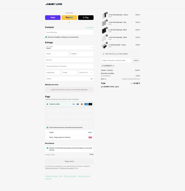 Jimmy Lion checkout page showing Jimmy Lion discount code box | Screenshot taken by SimplyCodes community member on Sep 4, 2025