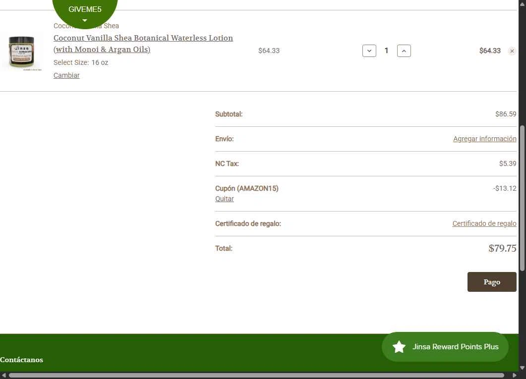 Jinsa Essentials checkout page showing Jinsa Essentials coupon code box | Screenshot taken by SimplyCodes community member on Dec 8, 2025