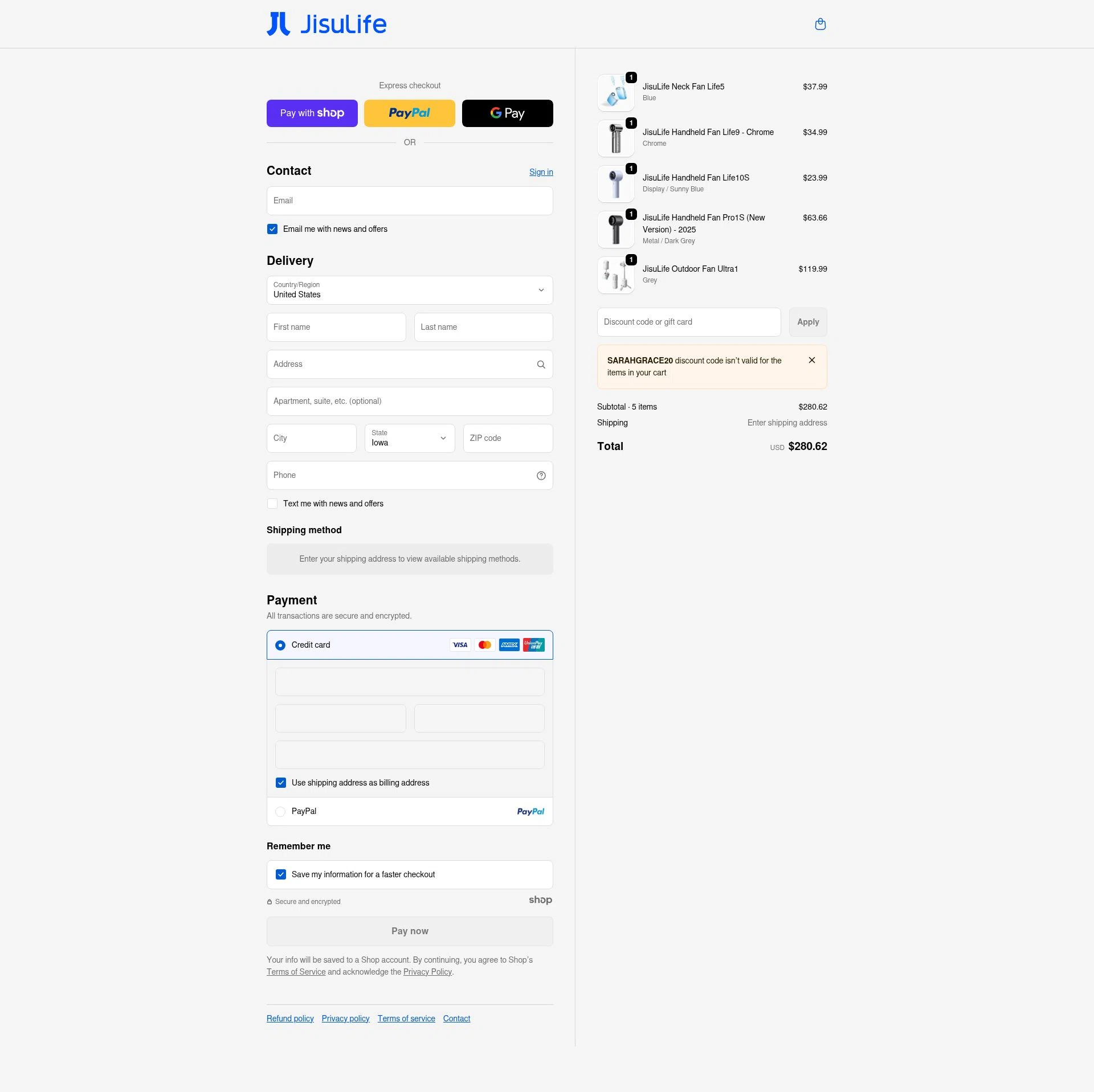 JISULIFE checkout page showing JISULIFE promo code box | Screenshot taken by SimplyCodes community member on Jan 7, 2026