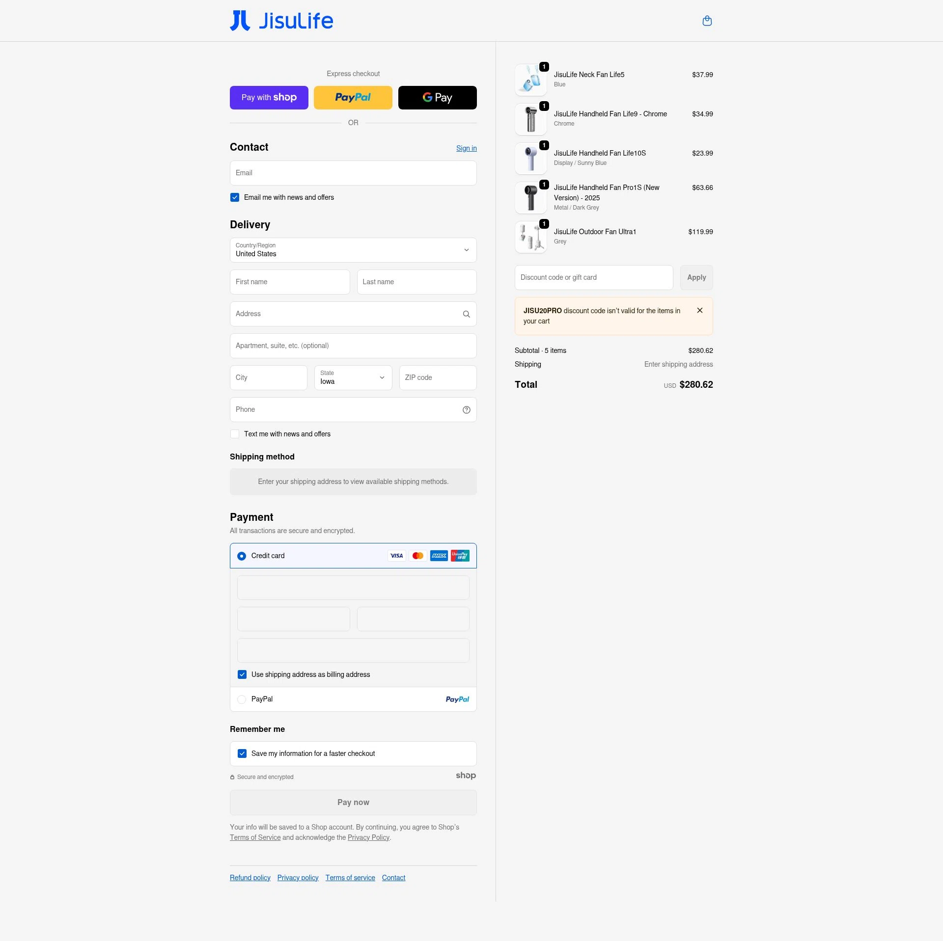 JISULIFE checkout page showing JISULIFE promo code box | Screenshot taken by SimplyCodes community member on Jan 7, 2026