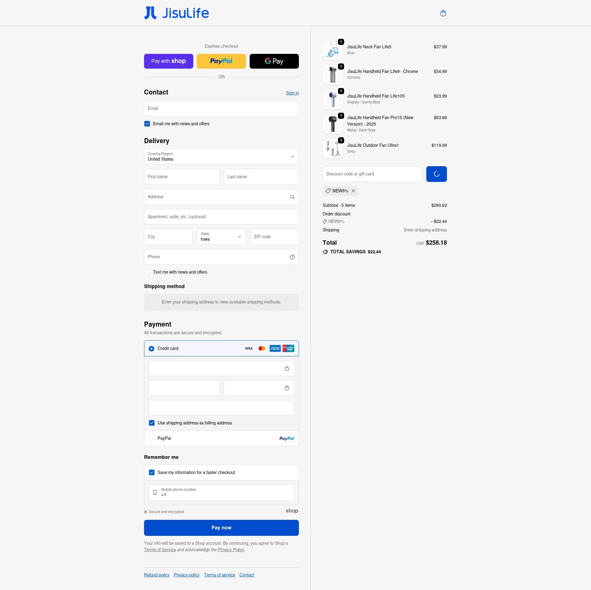 JISULIFE checkout page showing JISULIFE promo code box | Screenshot taken by SimplyCodes community member on Jan 7, 2026