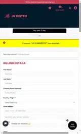 J & K Distribution Co. coupon verification screenshot