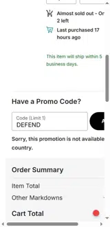DEFEND coupon verification screenshot