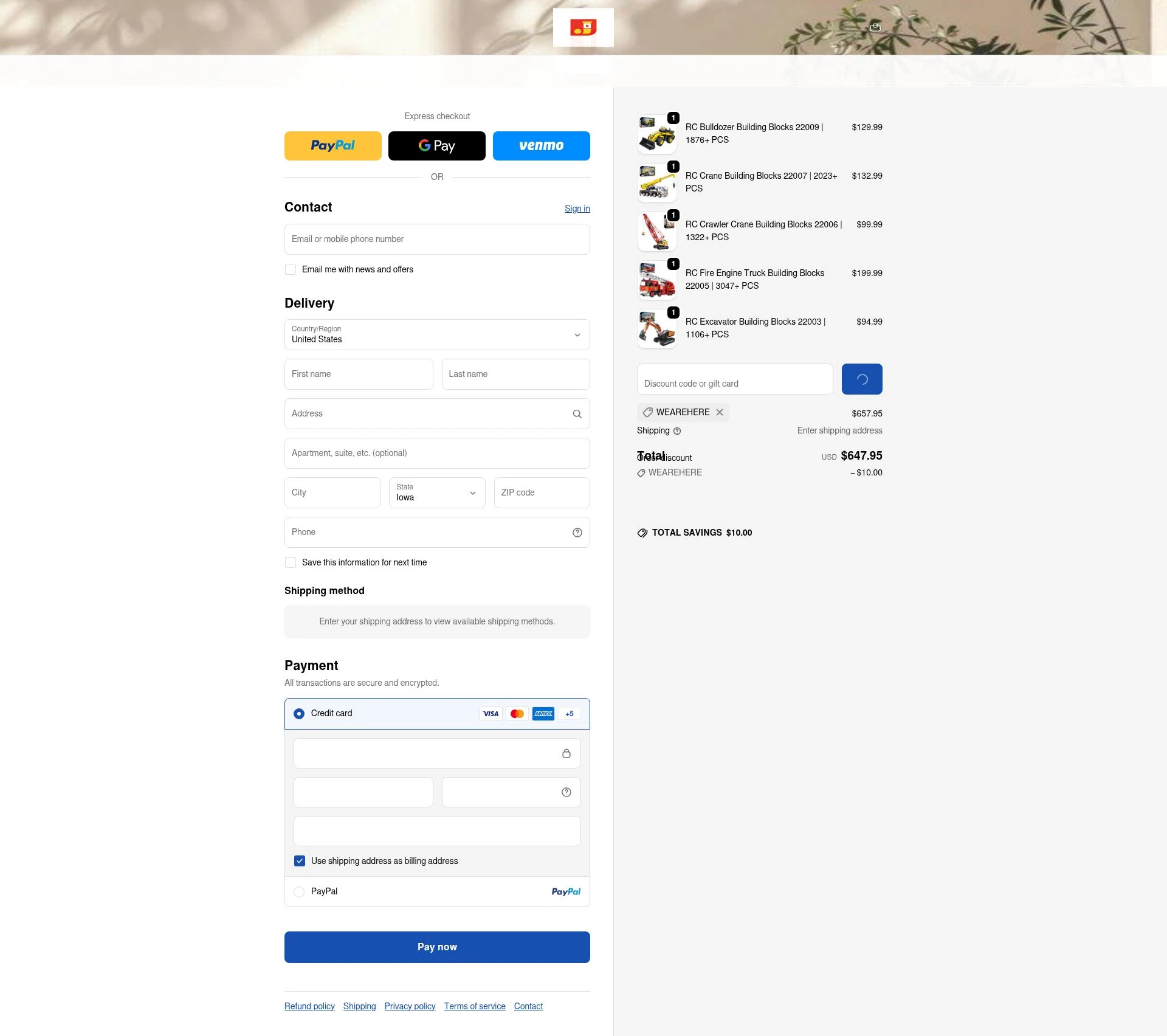 JMBricklayer checkout page showing JMBricklayer promo code box | Screenshot taken by SimplyCodes community member on Feb 5, 2026