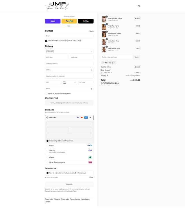 JMP The Label checkout page showing JMP The Label discount code box | Screenshot taken by SimplyCodes community member on Sep 13, 2025