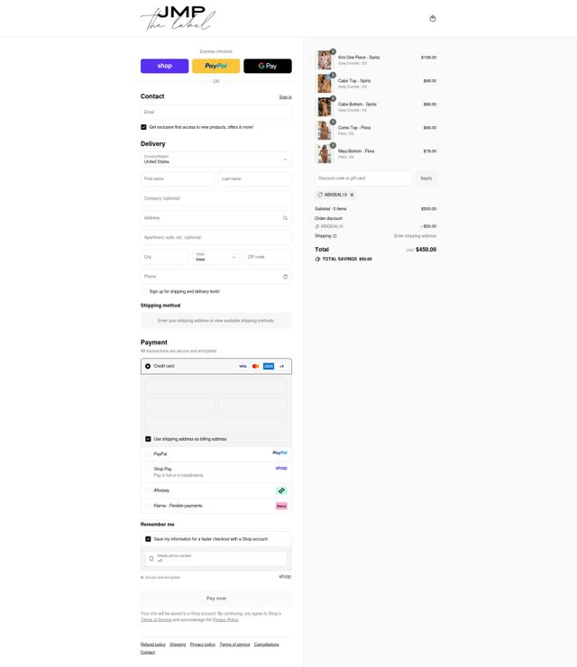 JMP The Label checkout page showing JMP The Label discount code box | Screenshot taken by SimplyCodes community member on Sep 13, 2025