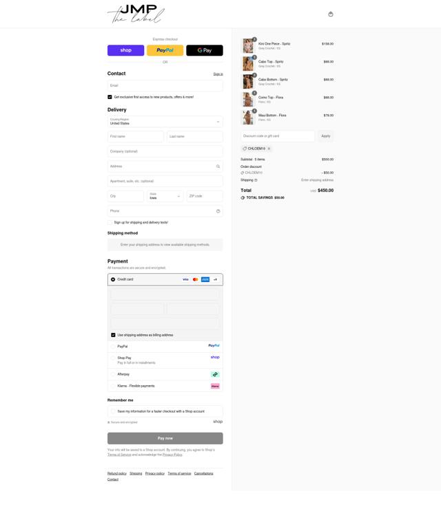 JMP The Label checkout page showing JMP The Label discount code box | Screenshot taken by SimplyCodes community member on Sep 13, 2025