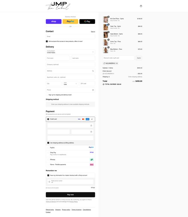 JMP The Label checkout page showing JMP The Label discount code box | Screenshot taken by SimplyCodes community member on Sep 13, 2025