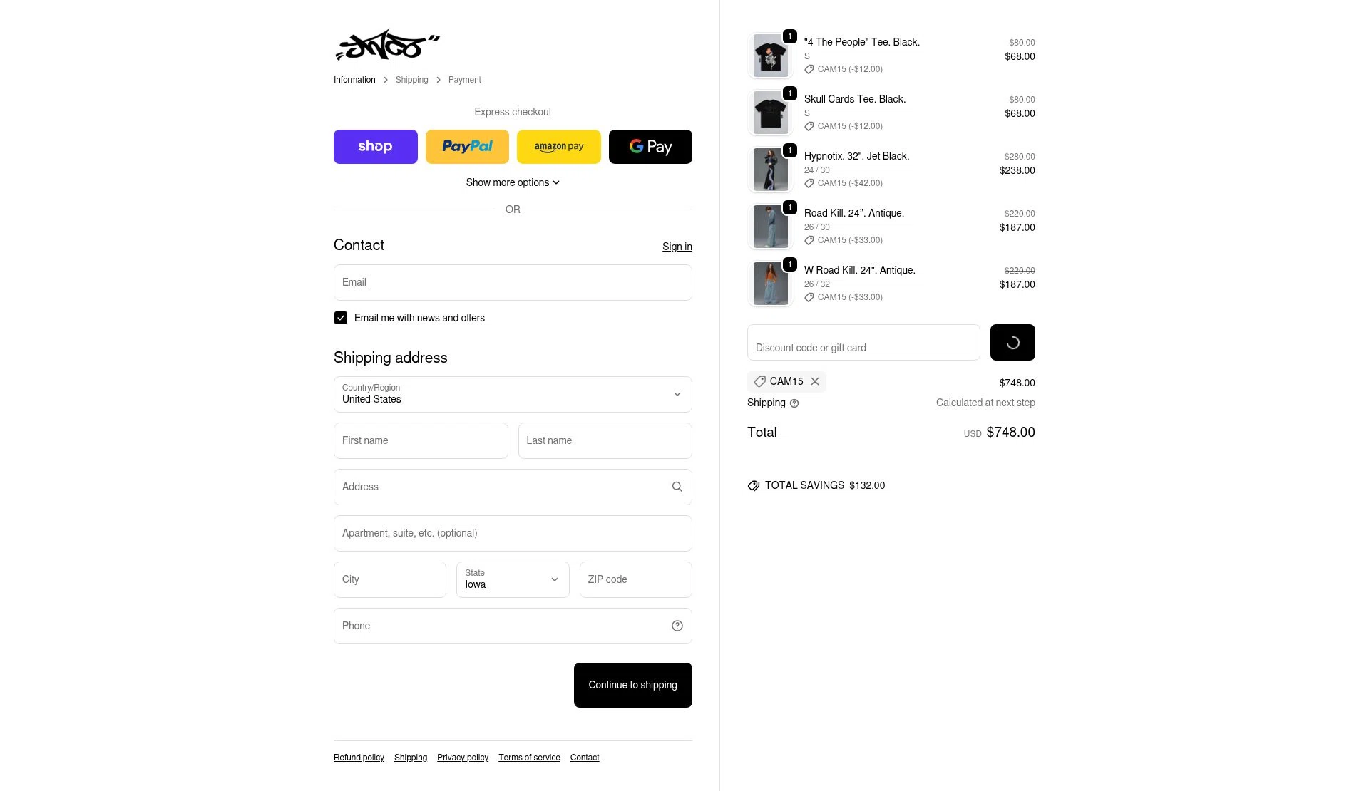JNCO checkout page showing JNCO discount code box | Screenshot taken by SimplyCodes community member on Feb 9, 2026