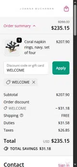 WELCOME coupon verification screenshot
