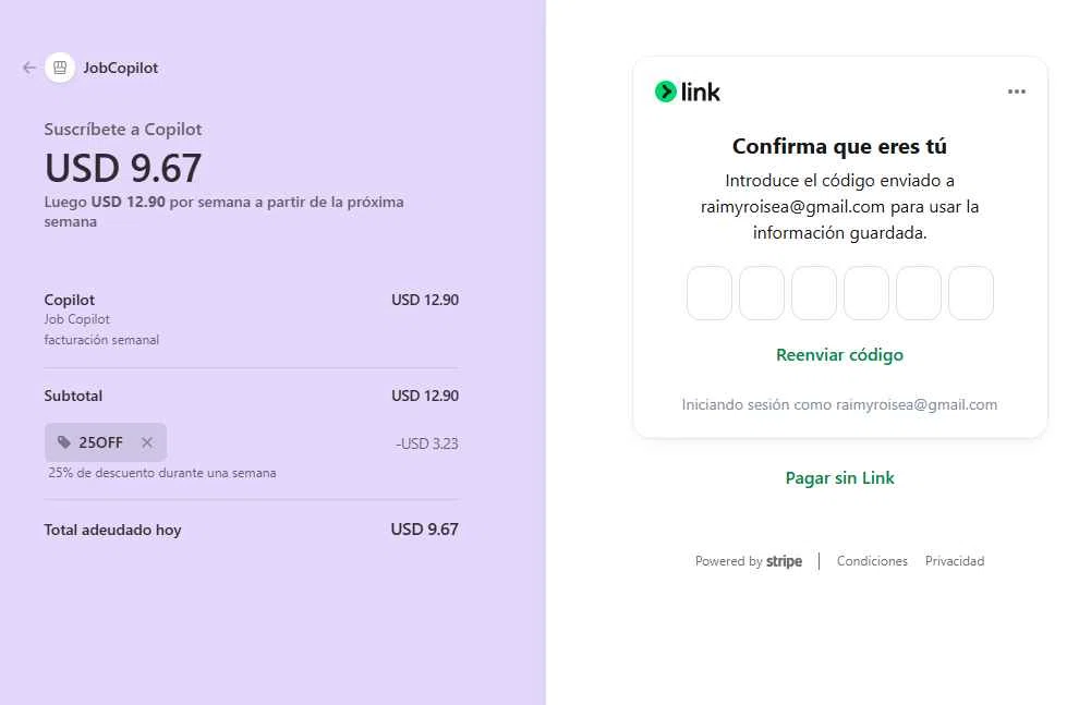 JobCopilot checkout page showing JobCopilot promo code box | Screenshot taken by SimplyCodes community member on Dec 27, 2025