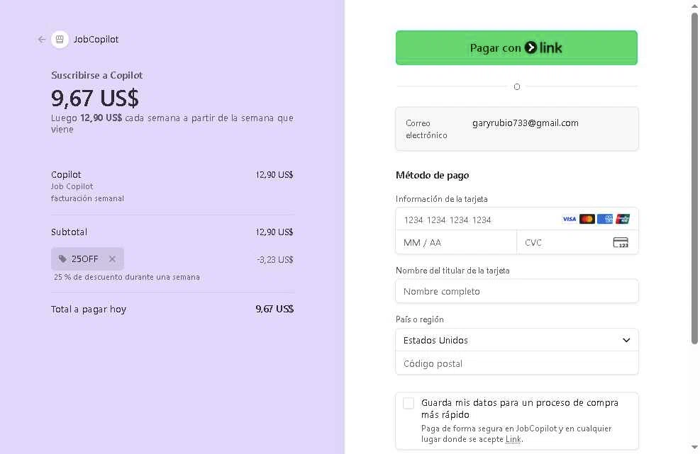JobCopilot checkout page showing JobCopilot promo code box | Screenshot taken by SimplyCodes community member on Dec 4, 2025