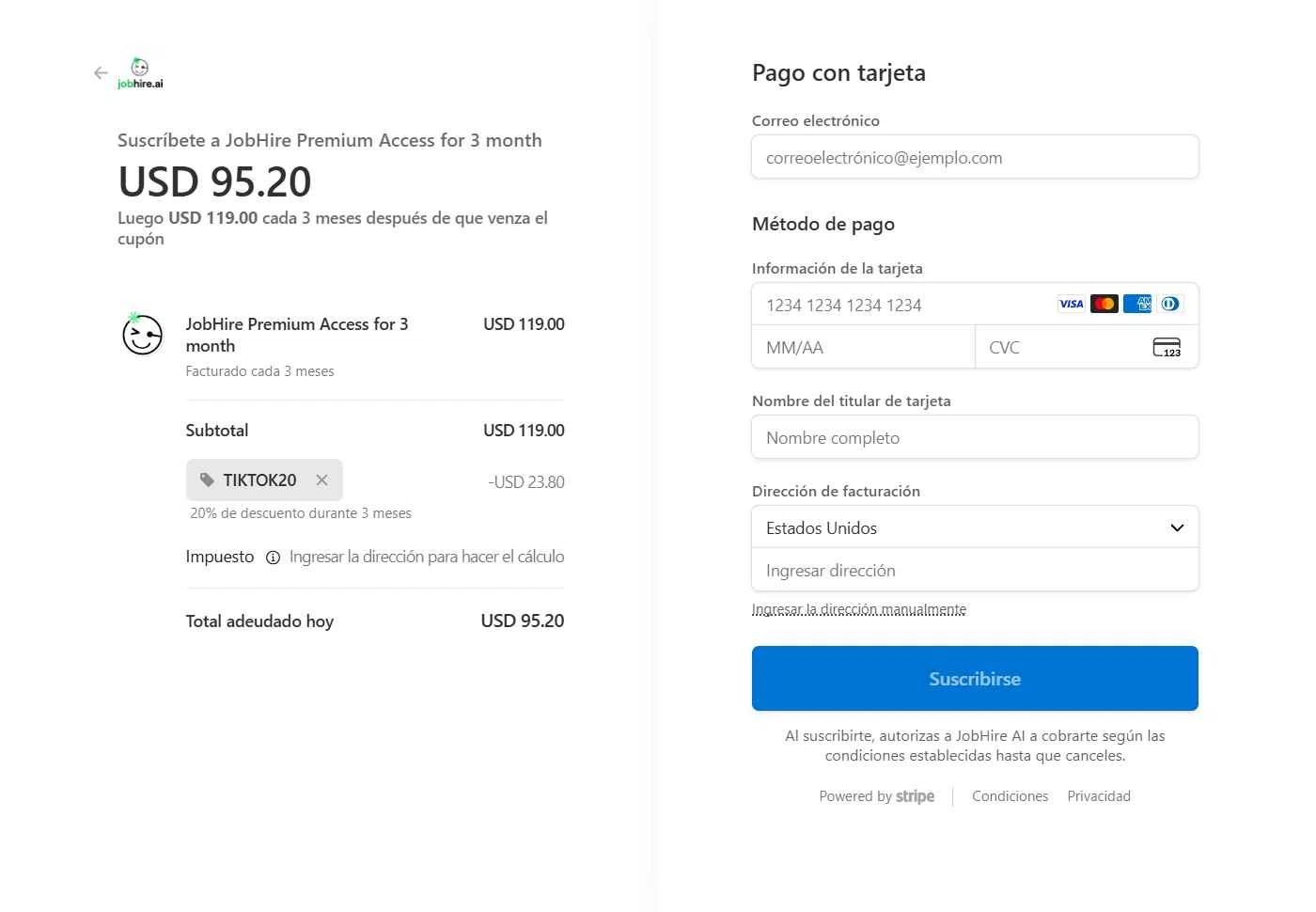 Jobhire checkout page showing Jobhire promo code box | Screenshot taken by SimplyCodes community member on Dec 31, 2025