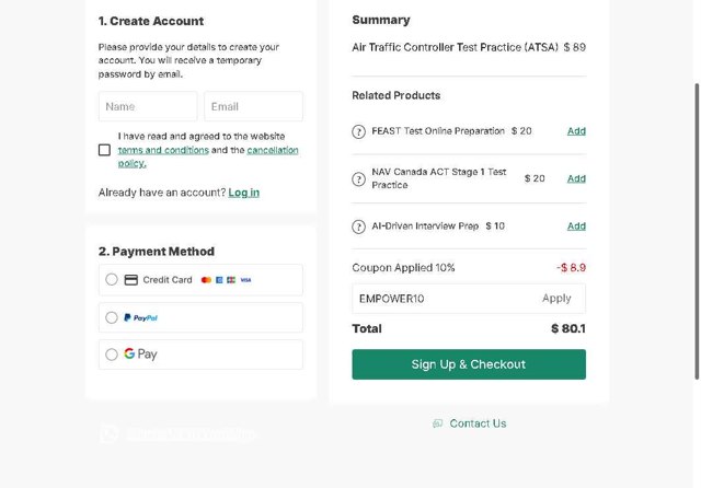 JobTestPrep checkout page showing JobTestPrep promo code box | Screenshot taken by SimplyCodes community member on Aug 25, 2025