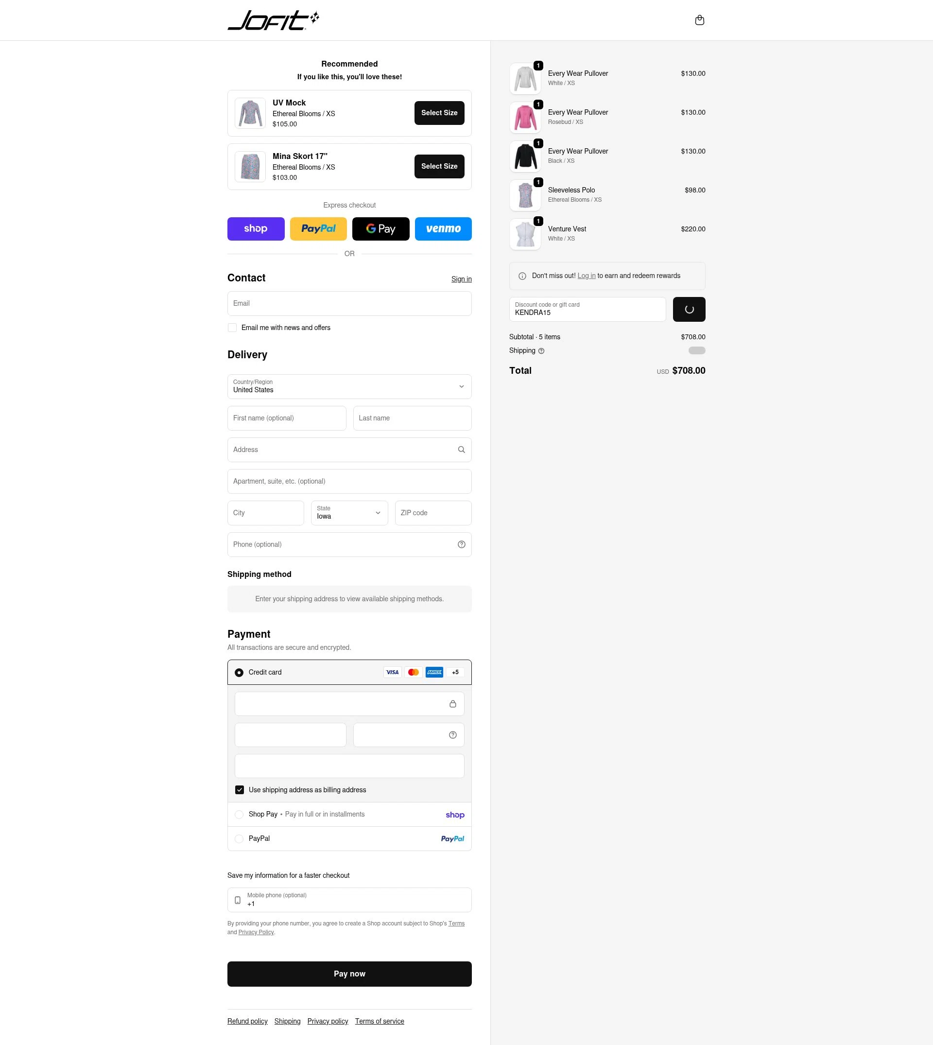 JoFit checkout page showing JoFit promo code box | Screenshot taken by SimplyCodes community member on Feb 9, 2026