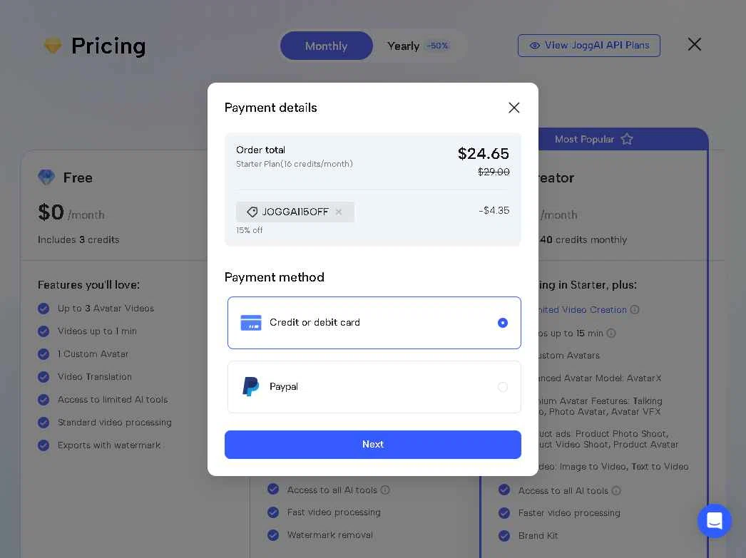 Jogg checkout page showing Jogg promo code box | Screenshot taken by SimplyCodes community member on Oct 17, 2025