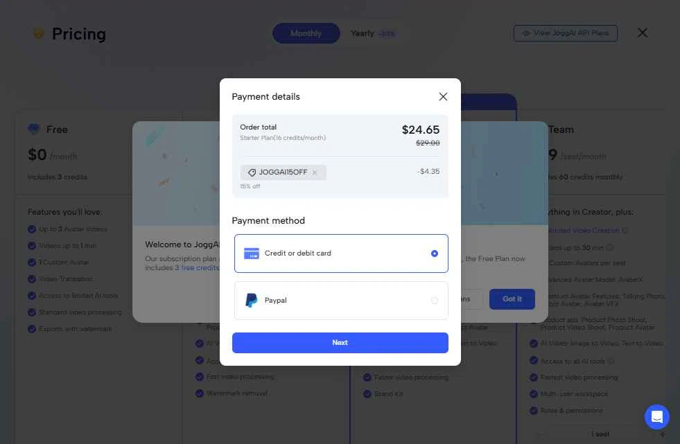 Jogg checkout page showing Jogg promo code box | Screenshot taken by SimplyCodes community member on Feb 3, 2026