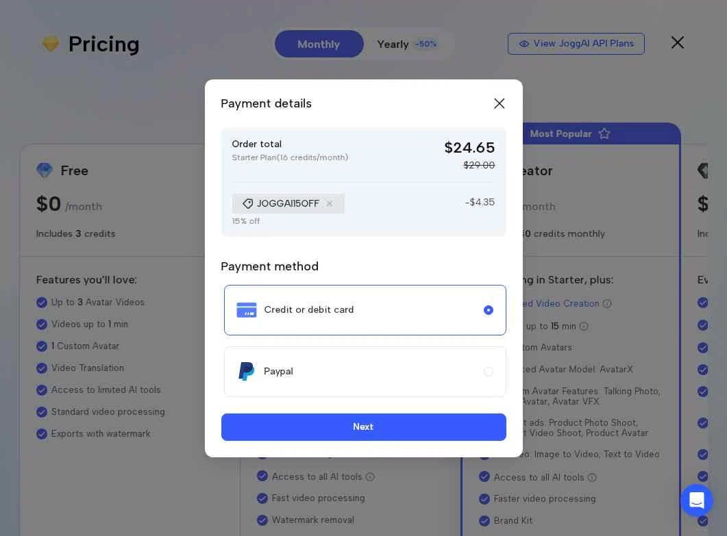 Jogg checkout page showing Jogg promo code box | Screenshot taken by SimplyCodes community member on Dec 15, 2025