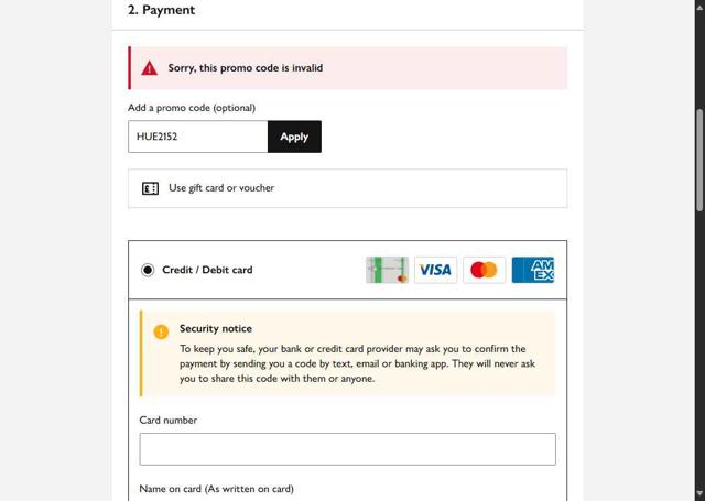 John Lewis checkout page showing John Lewis discount code box | Screenshot taken by SimplyCodes community member on Sep 13, 2025