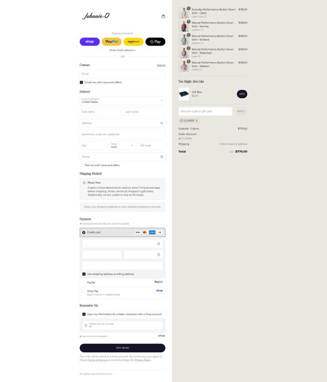 Johnnie-O checkout page showing Johnnie-O promo code box | Screenshot taken by SimplyCodes community member on Sep 13, 2025