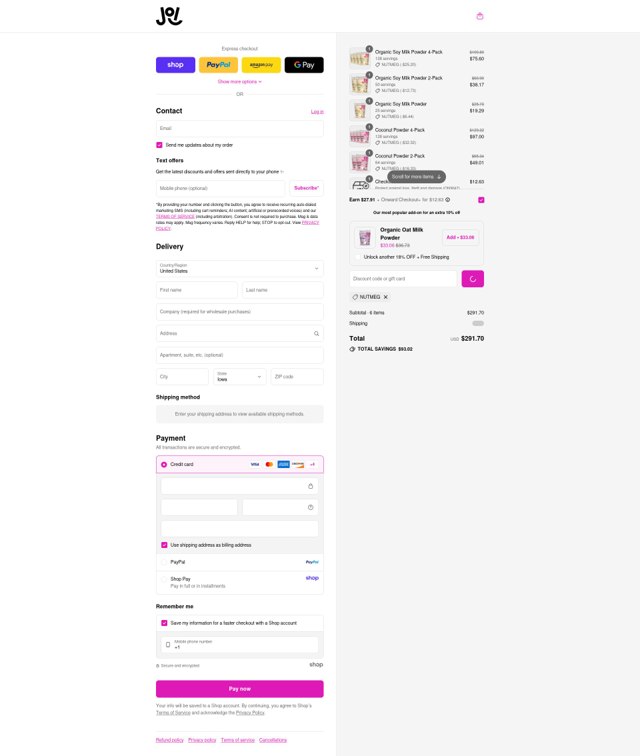 JOI checkout page showing JOI discount code box | Screenshot taken by SimplyCodes community member on Sep 6, 2025