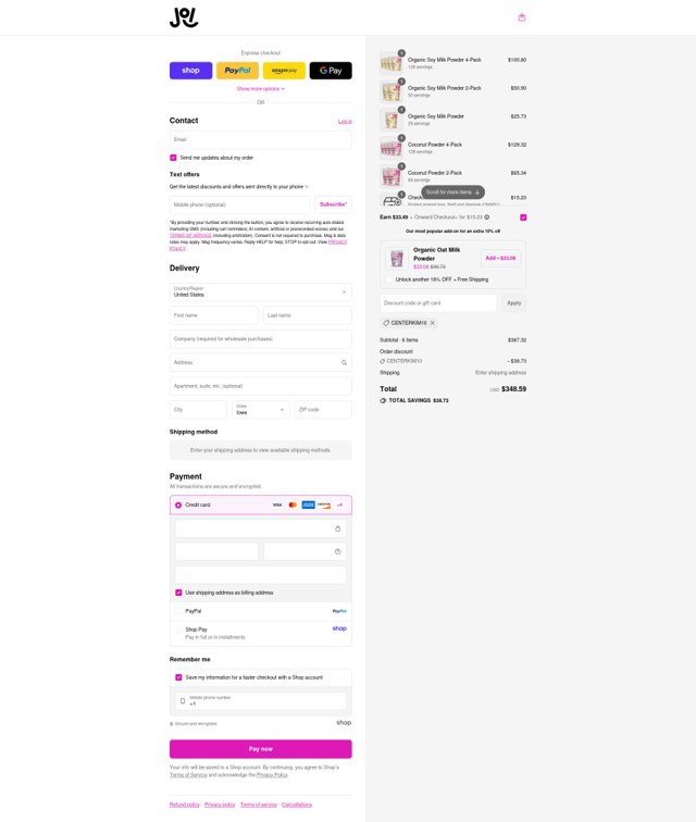 JOI checkout page showing JOI discount code box | Screenshot taken by SimplyCodes community member on Sep 6, 2025