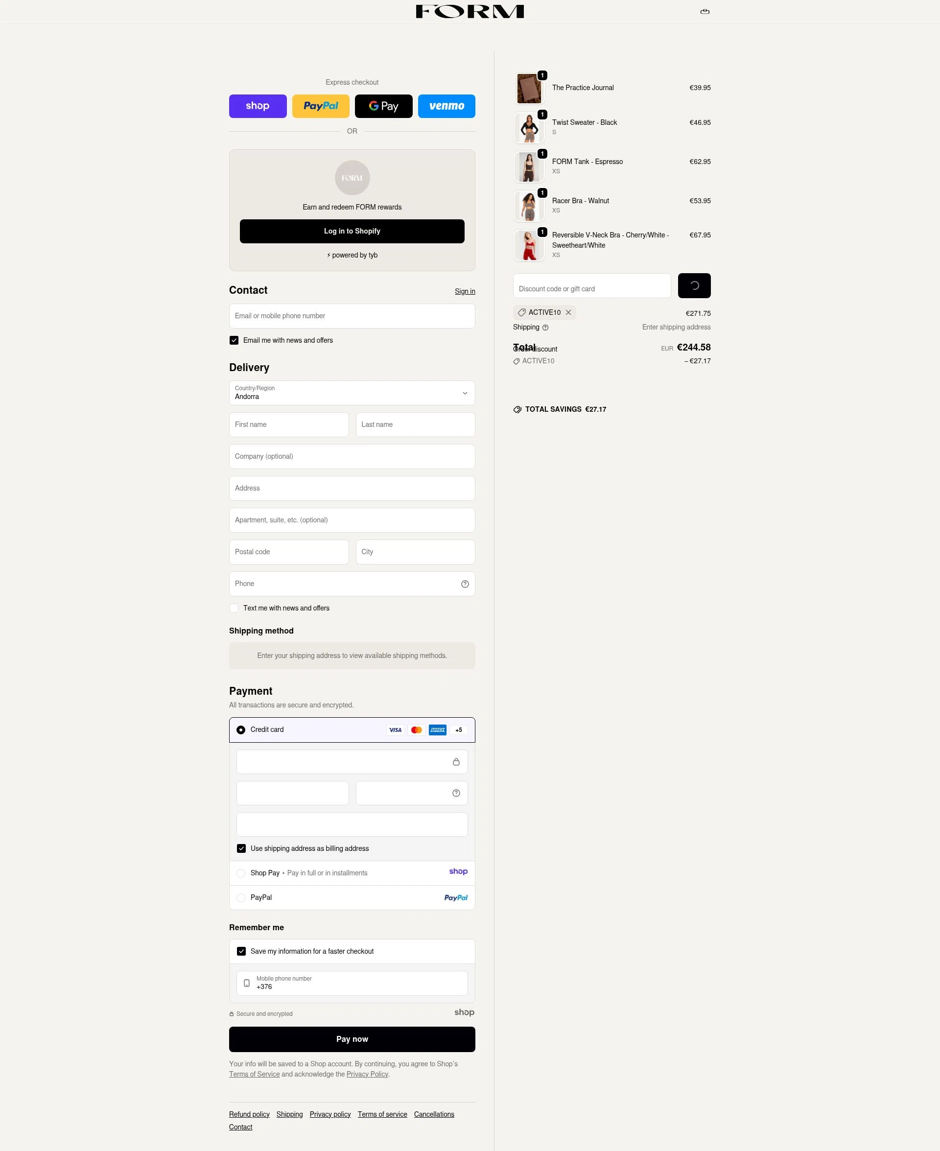 FORM checkout page showing FORM discount code box | Screenshot taken by SimplyCodes community member on Dec 24, 2025